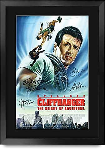 HWC Trading FR A3 Cliffhanger Sylvester Stallone Gifts Gedrucktes Poster, signiertes Autogramm, Bild für Film-Fans, A3 gerahmt