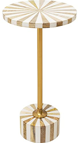 Kare Design Beistelltisch Domero Cirque Weiß/Gold, Wohnzimmertisch, Beistelltisch rund, Couchtisch, Stahlgestell, Durchmesser 25cm, Beistelltisch Couch, 50x25x25cm (H/B/T)