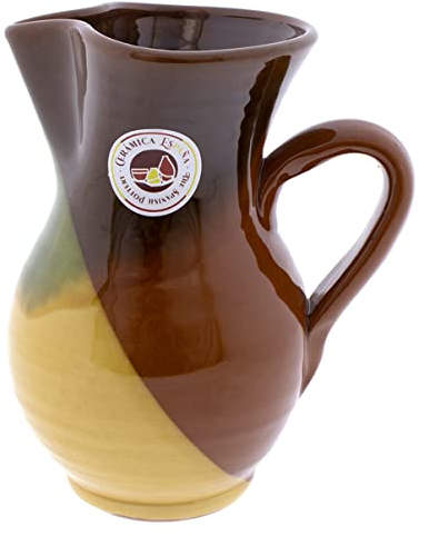 CERÁMICA ESPAÑA | Jarra Rústica Multifuncional de Barro Rojo | Para Cerveza, Leche, Zumo y Agua | Modelo M01 | 100% Hecho a Mano | 1 Litro