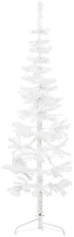vidaXL Medio Árbol de Navidad Artificial con Soporte Blanco Sala Plaza Navideño Entrada Adorno Casa Bodas Terraza Decoración Habitación 180 cm