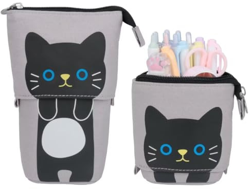EDATOFLY Astuccio Telescopico per Matite, Portapenne Pop up per Bambina e Ragazza, Astuccio Matite per Teenager e Studenti (Gatto Nero)