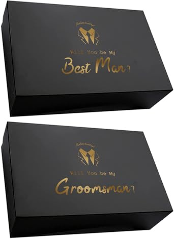 PartyGifts&beyond 8 Pcs Groomsmen Proposal Gift Box 6 Will You Be My Groomsman Gift Box and 2 Will You Be My Best Man(BK-H)