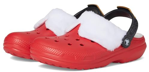 Crocs Zuecos clásicos con forro unisex para adultos, Varsity Red/Multi, 9 Women/7 Men
