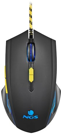 NGS GMX-123 - Ratón Gaming, Cable USB, Iluminación LED, 6 Botones, Sensor Óptico Ajustable, Compatible PC/Portátiles/PS/Xbox/Nintendo Switch/Tablets/Teléfonos, Precisión, Negro