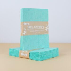 Tiboo Heavy Duty 100% Bamboo Cleaning Cloths Green X 50