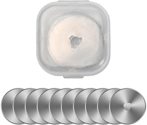 Dokeno Cuchillas de Corte Rotativas de 28/45mm, 10Pcs Cuchillas de Repuesto Costura de Aceroc Inox, Cuchillas de Corte Giratoria Redondo Afiladas para Tela Cuero y Papel (28mm)