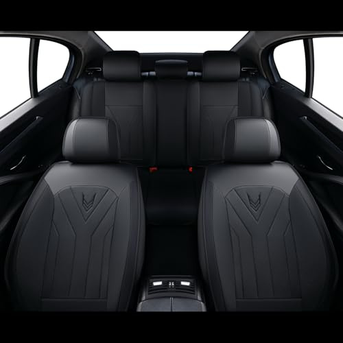 Chifeng Car Seat Covers Full Set,Universal Fit For Most Cars,SUV,Sedans and Pick-up Trucks,Automotive Vehicle Nappa Leather Cushion Covers for 5 Passenger Cars (Black)