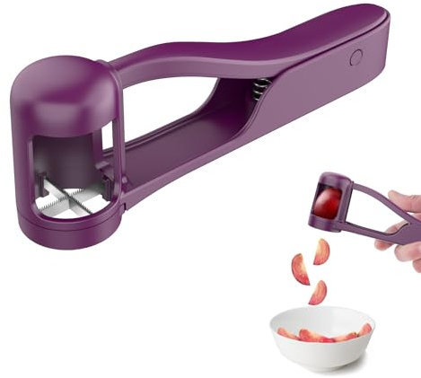 Luvan Taglia-Uva per Bambini Piccoli, Strumenti per Tagliare Uva Pomodoro Ciliegie Fragole, Affettatore di Uva a Quarti in Acciaio Inossidabile Portatile Gadget da Cucina (Viola)