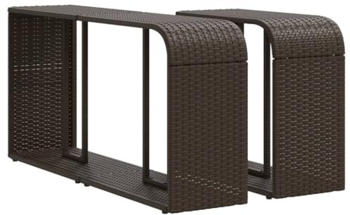 vidaXL outdoor poly rattan storage shelves/racks - brown, durable steel frame, weather- for gardens/patios/poolside, modular design, easy to clean, ample storage