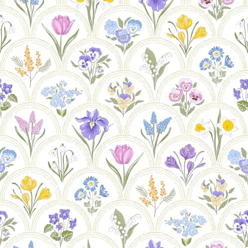 VaryFloral Floral Peel and Stick Wallpaper Multicolor Cute Spring Flowers Wallpaper for Girls Room 17.7x 157 Watercolor Floral Contact Paper for Shelf Renter Friendly Wall Covering Stick and Peel