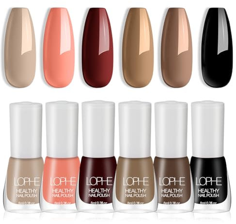 LOPHE Smalti per Unghie, Smalto Unghie Set da 6 Colori 8ml, Smalto per Unghie ad Asciugatura Rapida, Set di Smalti per Nail Art, Diversi Color(B)