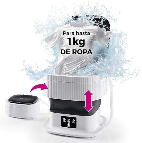 CLEANmaxx Mini machine à laver idéale pour les déplacements | Machine à laver mobile avec 2 programmes de lavage et un essorage | Pliable et silencieuse | Pour jusqu'à 1 kg de linge | Convient pour le