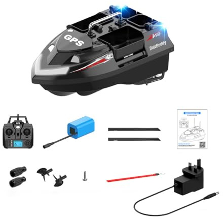 Torquino Barca da pesca con GPS RC avanzato, V802PRO ad alta efficienza con 4 scomparti, grande capacità di 3 kg, luce a LED, ritorno con una chiave, regalo per gli amanti della pesca
