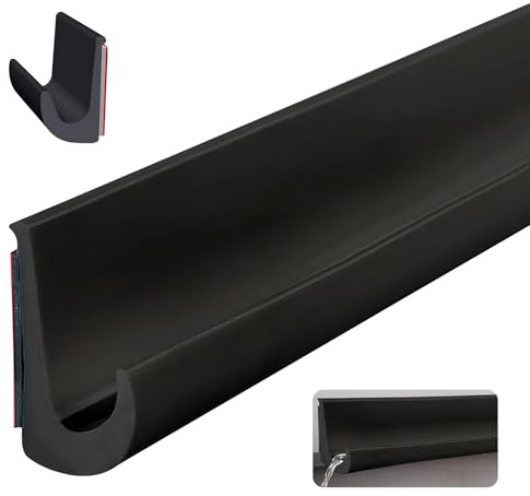 RV Rain Gutter, Rain Gutter Self Adhesive, J Shape RV Rainwater Gutter, TPE Gutter for Truck, RV, Boat, Car and Vehicle Roof (Black-5M)