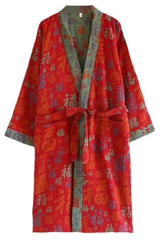 Genérico Bata De Baño Larga Y Suave para Mujer Bata Larga Tipo Kimono De Punto Bata De Estar por Casa Informal(Size:L,Color:C)