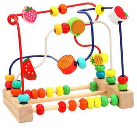 LIXSAZSE Mini Laberinto de Cuentas de para Madera, montaña Rusa, Juguete Rompecabezas, Actividad para niños, Juguetes con Rodillos Cuentas, Idea Regalo, Posavasos Coloridos, Anillos Rompecabezas,