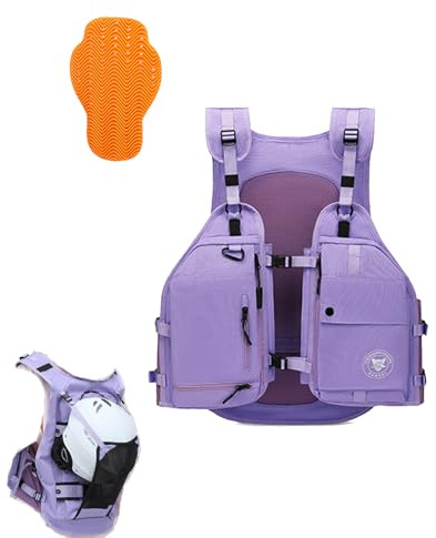 Multi-Functional Ski Backpack with Back Pad & Snowboard Binding Strap, Cycling Bag with Helmet Mesh Pocket, Running Vest Women & Mens for Hiking, Trekking, Skiing & Motorbike (Purple, Large)