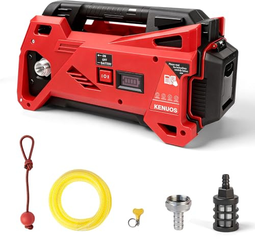 KENUOS Cordless Water Transfer Pump Battery Operated Compatible with Milwaukee 18V-20V Battery (Tool Only),9.6GPM,75FT Max Head,Portable Transfer Pump for Pool Draining,Garden,Basement Drainage