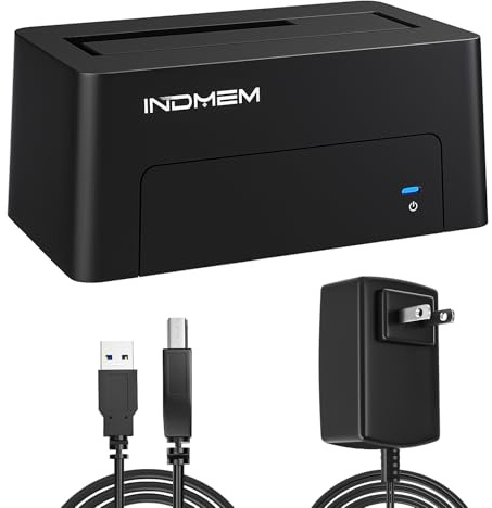INDMEM Adaptador SAS a USB 3.0, SAS/SATA, lector de carcasa de disco duro convertidor, estación de acoplamiento para servidor HDD SSD de 2.5/3.5 pulgadas con adaptador de corriente de 12 V/2 A