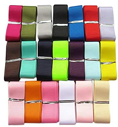 Chenkou Craft Assorted of 20 Yards Grosgrain Ribbon Total 20 Colors Mix Lots Bulk (1(25mm))