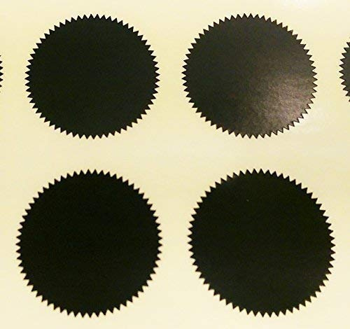 Audioprint Ltd. Pack of 200-41mm Starburst Notary/Legal/Certificate Seals - Colour Code Stickers/Sticky Labels - Choose Your Colour/s (Black)
