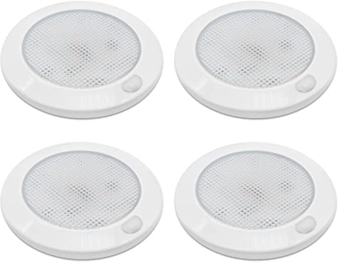 Dream lighting 4er Set 12v LED Lampe Dimmbar Wohnmobil Wohnwagen Boot Innen Deckenlampe Flach mit Memory-Funktion IP44 7,6CM Warmweiss