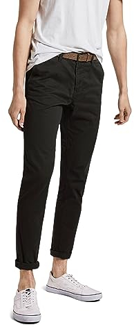 TOM TAILOR Denim Herren 1008253 Slim Fit Chino Hose Mit Gürtel, 29999 - Black, 34W / 32L EU