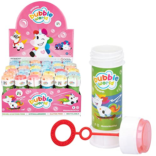 COLORBABY Pompero Unicornio 60ml, Pack de 36 pomperos, Burbujas de jabón niños, Regalos para cumpleaños, pompas de jabón, Bubbles, +3 años (37587)
