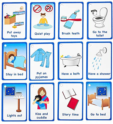Mis Tarjetas de Rutina de la Hora de acostarse 12 Tarjetas PECS para Ayuda Visual Ed, retraso del Habla No Verbal Niños y Adultos con Autismo o Necesidades Especiales