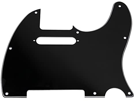 Yootones 8 Hole Tele Guitar Pickguard Scratch Plate Compatible with USA/Mexican Fender Telecaster (3Ply Black)