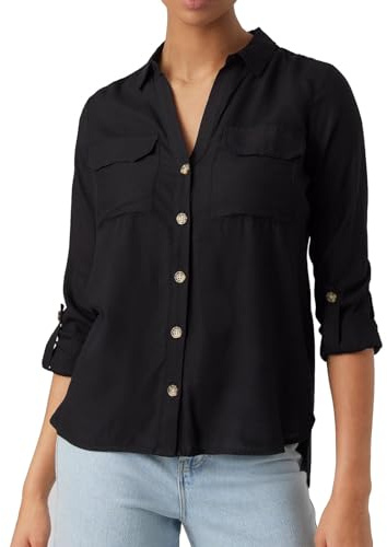 Vero Moda Vmbumpy L/S Shirt New Noos, Blusas Mujer, Black, S