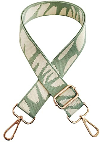 Bseical Taschenriemen, Schultergurt für Taschen, Breit 3.8cm & Verstellbar 80-130cm, Taschengurt Boho, Gold Karabiner, Grün