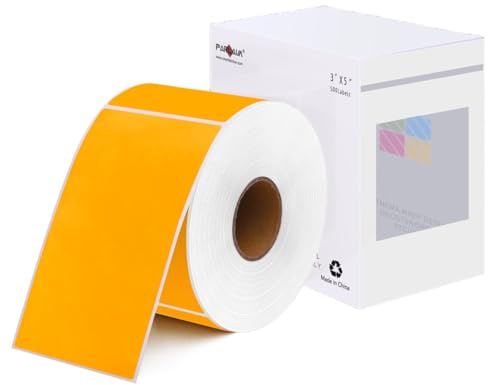 PARLAIM 5 X 3 Inch Permanent Rectangle Color Coding Stickers, 500PCS Square Moving Inventory Label Per Dispenser Box (Fluorescent Orange)