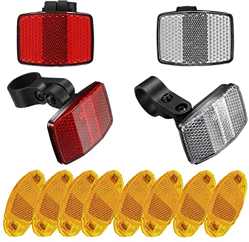 JINXIAN 12 Stück Fahrrad Reflektor Set Fahrrad Reflektoren Vorne Hinten Rückstrahler Fahrrad Katzenaugen Reflektoren Speichenreflektoren für Rennrad Motorrad Sicherheit (Rot,Gelb,Weiß)