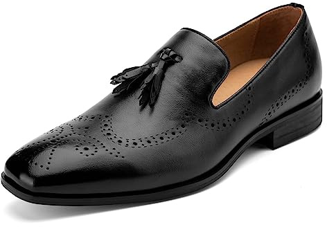 MEIJIANA Herrar Mockasiner Klassiska Herrar Kostymskor Eleganta Skor Läder Sommar Casual Skor, Svart-01, 42 EU (9 UK)