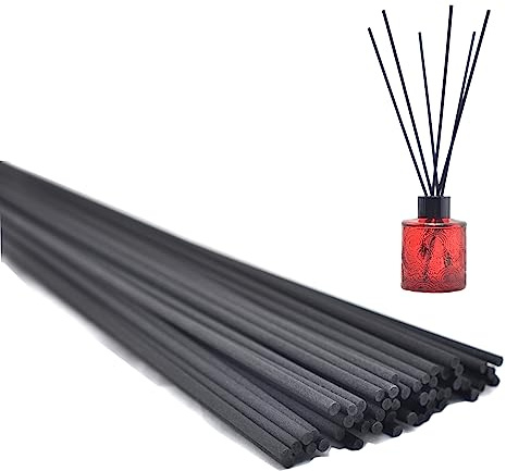 Kidlearn 50 pezzi di bastoncini per diffusori di oli essenziali in fibra, bastoncini per diffusori di oli profumati per la casa (40cm x4mm, Nero)