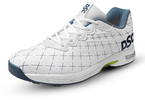 DSC Biffer 22 Cricket Shoes | Color: Grey | Size: 9 UK/ 10US / 43EU | for Men & Boys | Material: Faux Leather | Breathable and Supersoft | High Grade Rubber