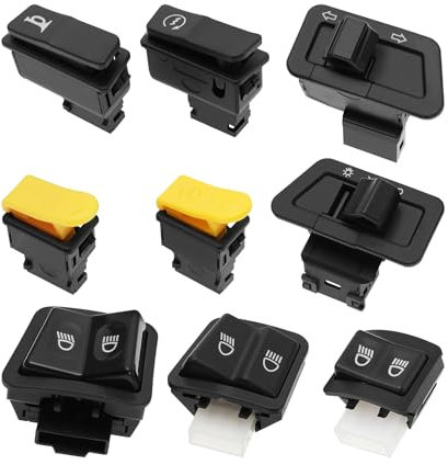 eMagTech 9 Stück Schalterknöpfe für Elektroroller Motorrad Scheinwerferschalter Blinkerschalter Zündung Startschalter Hupenknopf Dimmschalter Kompatibel mit GY6 Kompatibel mit Taotao