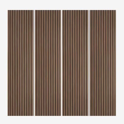 4 x Akustikpaneele aus Holz 240x60cm für Wand Design Dunkles Nussbaum Kover-NS