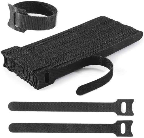 100 Piezas de Bridas Reutilizables para Cables, Cables 150 x 12 mm,Organizadores para Sujetar Cables de Ordenador, Herramientas,Ajustables de Nylon con Gancho y Bucle,Negro