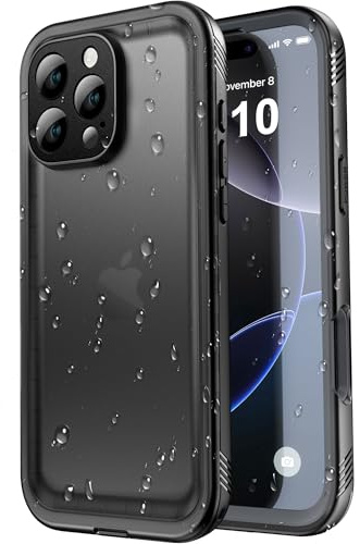 SPORTLINK for iPhone 16 Pro Waterproof 360 Full Body Case, Black | Screen/Camera Protector (Built‑in) , Heavy Duty Protective Military Shockproof, IP68 Dust Proof, Hard Tough Front Back Cover