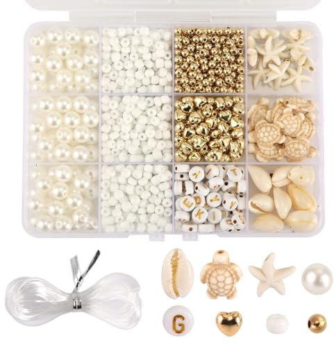 PEUTIER strandarmband kit – snäcka sköldpadda brev hjärtformade pärlor smycken konst hantverk tillbehör för kvinnor flickor