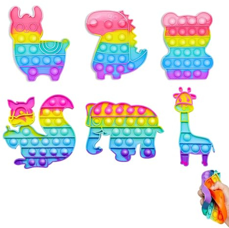 6 Pieces Fidget Popper , Fidget Toys, Anxiety Toys, Sensory Toys For Kids Rainbow Up Toys For Fun Needs Silicone Stress Reliever Fidget Toys For Home Studying Relaxing And Relieving Stress