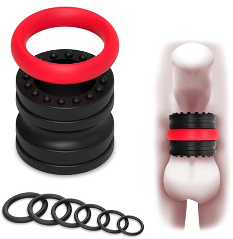 Penis Ring Adult Sex Toys for Men, Penis Sleeve Cock Ring Set with 8 Different Sizes, Silicone Male Sex Toys for Erection Enhancing, Ball Stretcher Ring with Dual Reinforcement Cock Ring Set