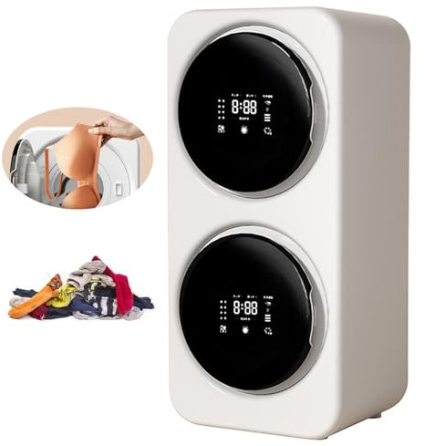 Machine a Laver séchante de 3,5 L à Double Barillet avec Panneau Tactile Intelligent/Baril autonettoyant - Lavage Doux, pour Appartement, dortoir et Camping-Cars,Desktop