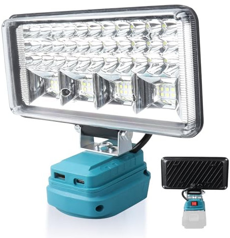 Battery lamp for Makita 18V, 85.5W Wireless LED Work Light, Portable Floodlight with Type-C and USB Charging, Super Bright Spotlight for Construction Sites, Car Repairs, Camping(7 Inch, No Battery)