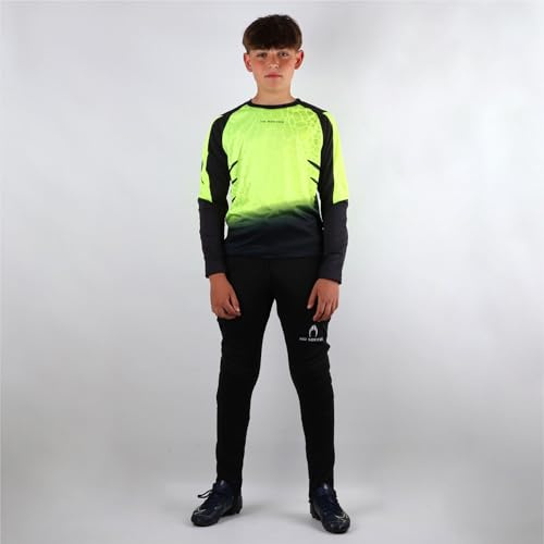 Ho Soccer Ensemble de Gardien de But Kid Keeper Deep-Sea Lime, T-Shirt à Manches Longues avec Rembourrage et Pantalon Long rembourré, Polyester, Unisexe, pour Enfants, Bleu/Noir, Taille 8