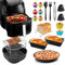 Heißluftfritteuse Zubehör für Russell Hobbs 4L und Philips Airfryer 2000 Series 4,2L, 19 Stück Airfryer Zubehör Set für Philips NA229, Mit Wiederverwendbare Silikonliner und Edelstahl Grill