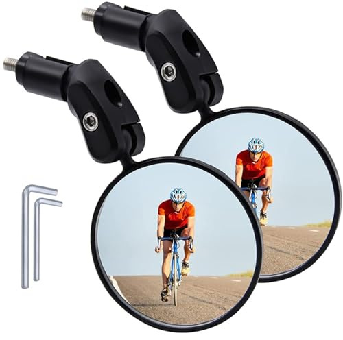 Xinlie Set med 2 st. 360° roterande cykelspegel - universell hög hållfasthet för el- och klassiska cyklar - ABS-material universellt styrfäste (18–22 mm) enkel montering
