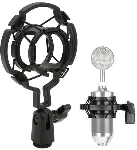 Jiavlyx Soporte De Impacto Para Micrófono, Montura Antichoque De Micrófono, Para Diámetro De 40 Mm-48 Mm Micrófono, Araña Microfono, Reduce El Ruido De Vibración Y Mejora La Calidad De Grabación